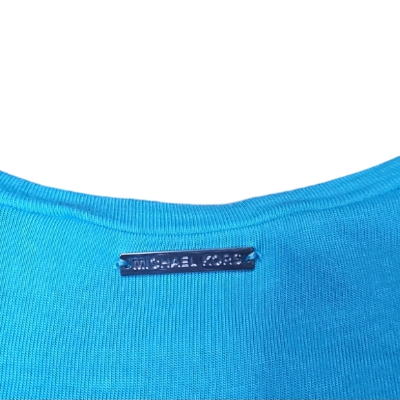 Michael Kors Aqua Blue Mixed Media Sleeveless Top - Picture 4 of 8
